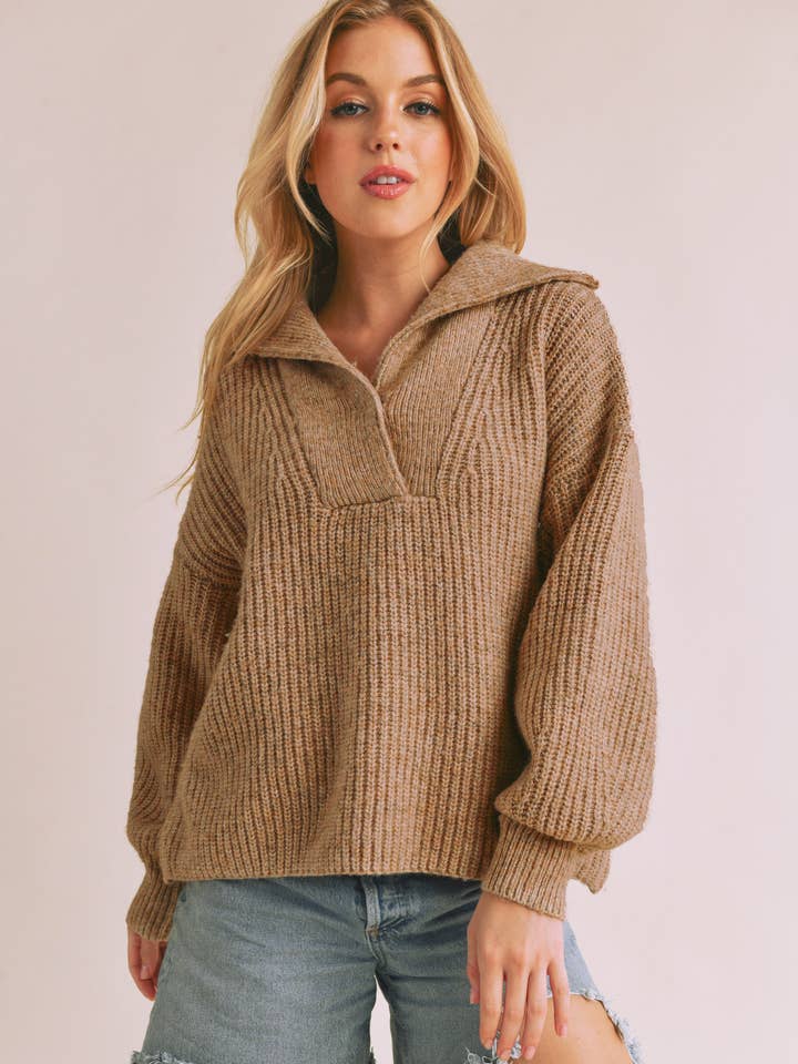 AEMI + CO - Wholesale Knit Sweater - Women's - 3101CK Danae Henley Sweater 1