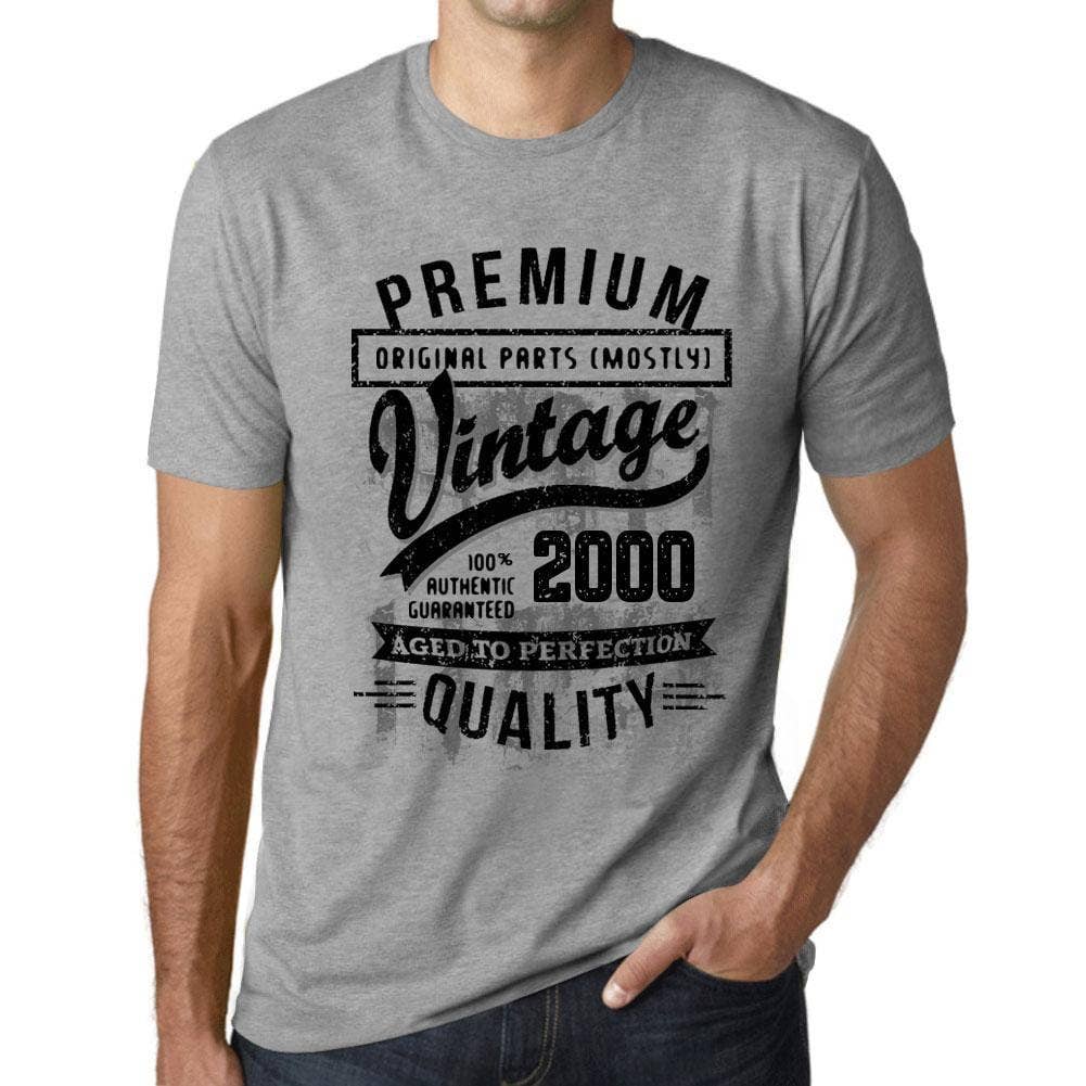 Gris chiné ULTRABASIC - T-shirt cadeau d'anniversaire graphique pour homme, 2000 Aged to Perfection en vente sur Faire0
