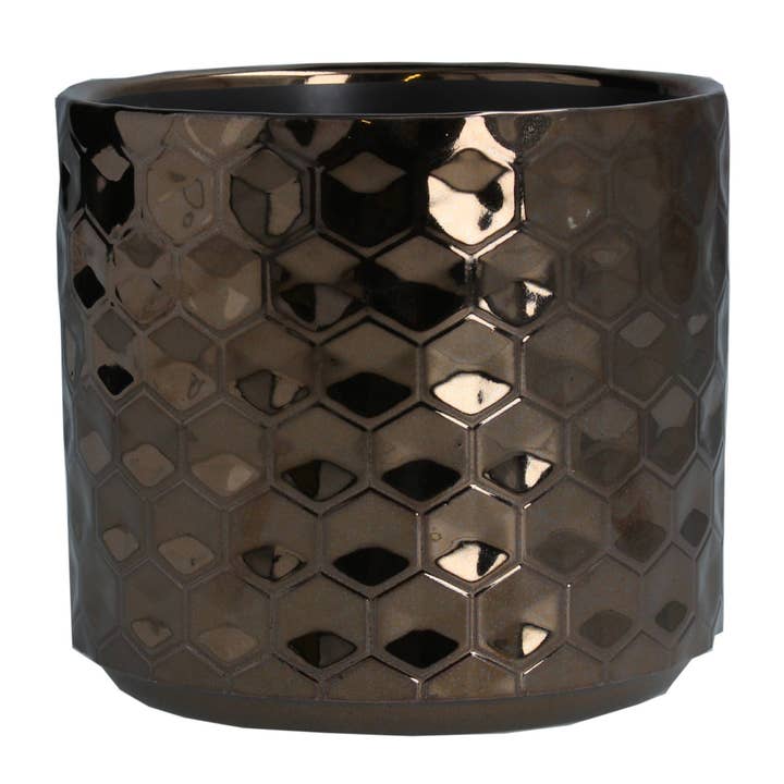 GE32231 : Couvercle de pot en céramique en nid d'abeille en cuivre, petit 4,75x5,5 pouces pour la vente par Silver Tree Home & Holiday