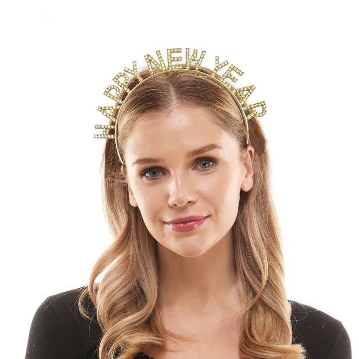 Gold NYE Rhinestone Headband for wholesale by KBW Global Corp.