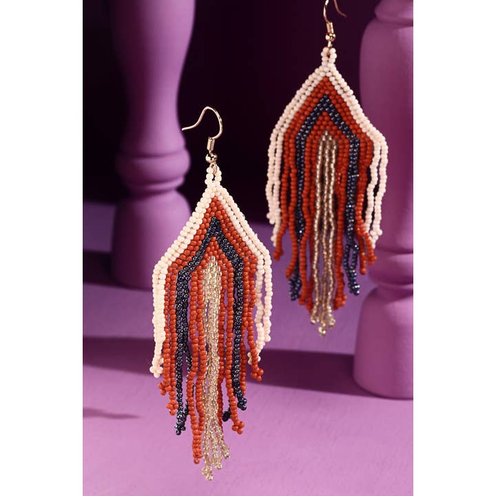 Urbanista - Wholesale Dangle Earrings - Seed bead Triangle Fringe Stripe Drop Earring 5