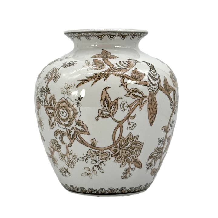 Galt International Company – wholesale Vas – Brun keramisk chinoiserie-vas 10"
