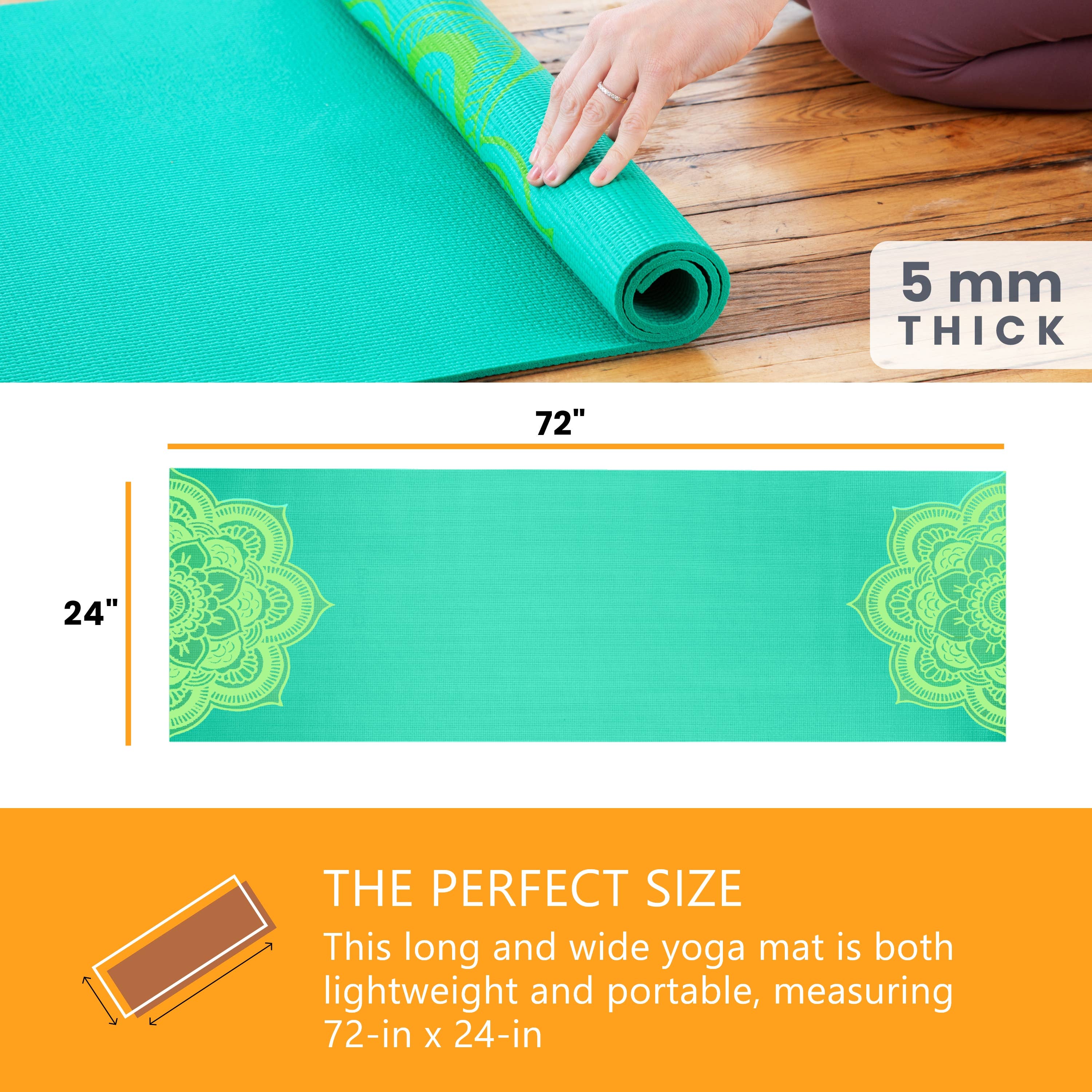 Sol Living - Wholesale Yoga Mat - PVC Premium Yoga Mat - Non Slip -  24" x 72"2