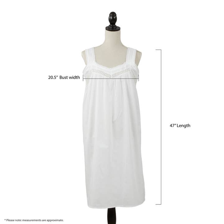 White Embroidered Nightgown - Sleeveless Design for wholesale on Faire6