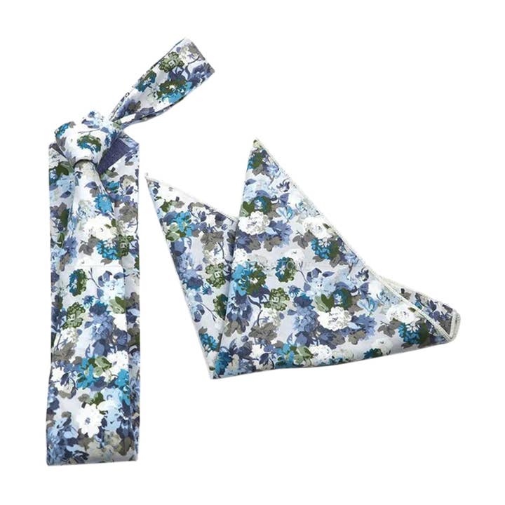 Patrick Lilac, Blue and Green Floral Tie and Pocket Square Set for wholesale by Dickie Bow