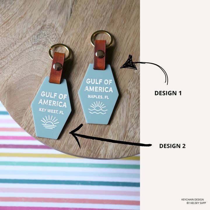 Florida Leather Co - Wholesale Keychain - Unisex - Gulf of America Keychain - Custom City and State
