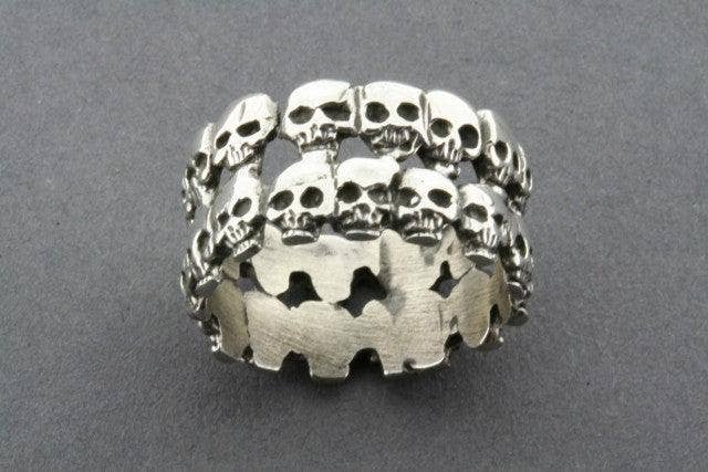 Makers & Providers - Wholesale Band/stacked ring - Double Skull Band - Sterling Silver