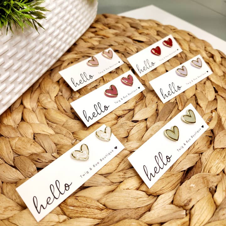 Twig & Rue boutique - Vendita all'ingrosso Orecchini a bottone - Borchie a forma di cuore in argilla5