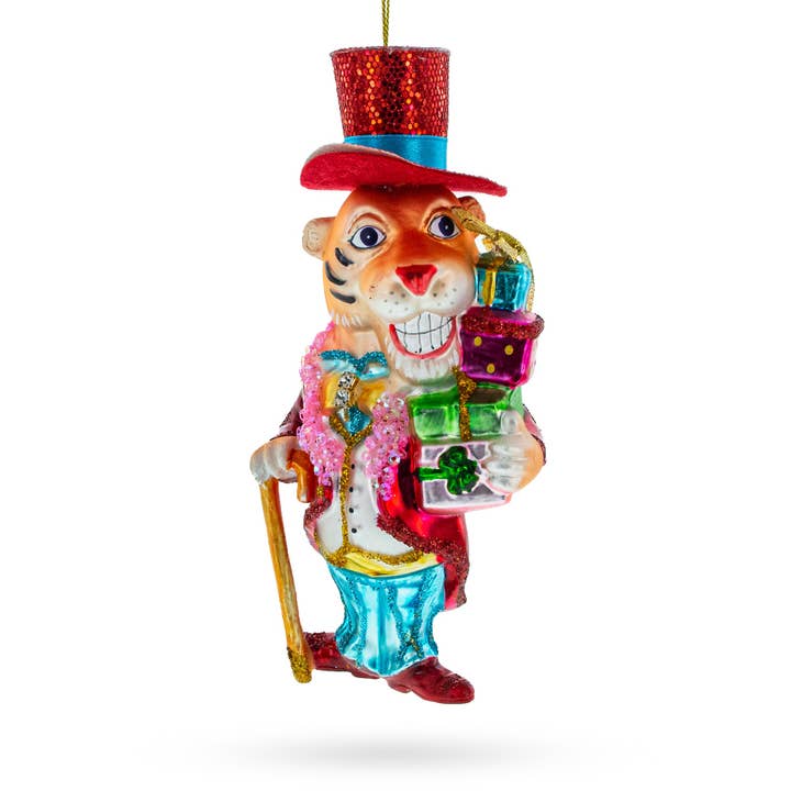 Ornement en verre Gentleman Tigre Élégant pour la vente par BestPysanky