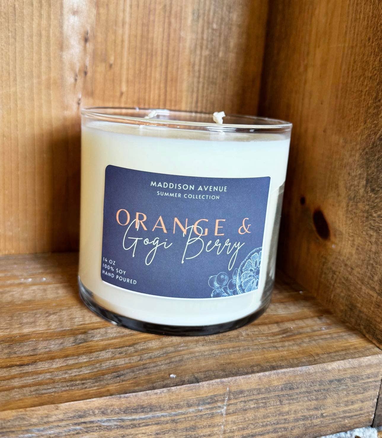 Maddison Avenue Candles Company - Wholesale Jar/Filled Candle - Orange and Gogi Berry Cylinder Jar 100% Soy Candle