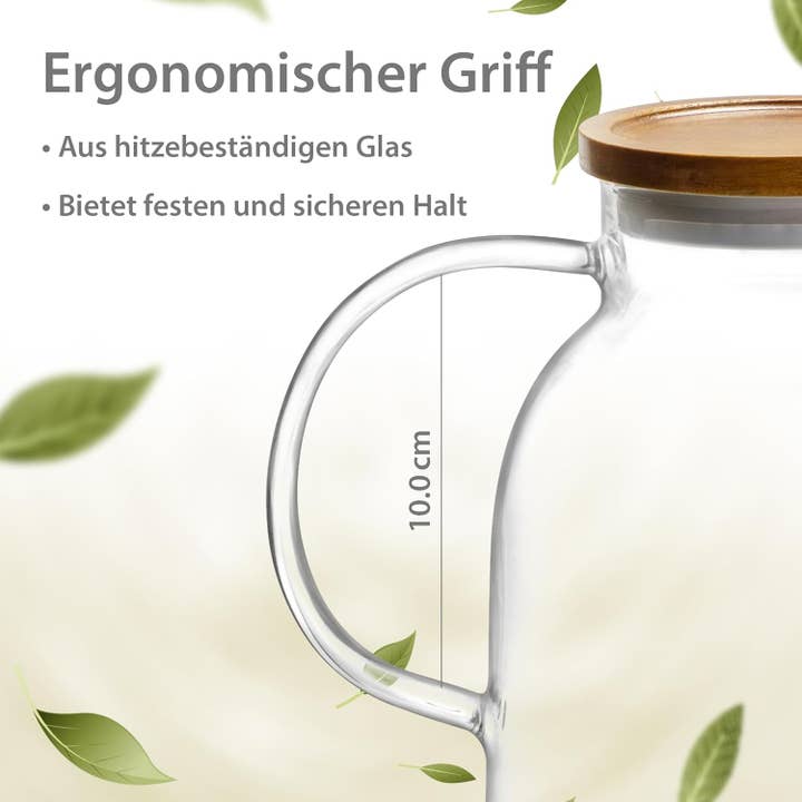 Biomatea - Wholesale Tea Pot - Glass teapot with strainer insert & wooden lid 1800ml4