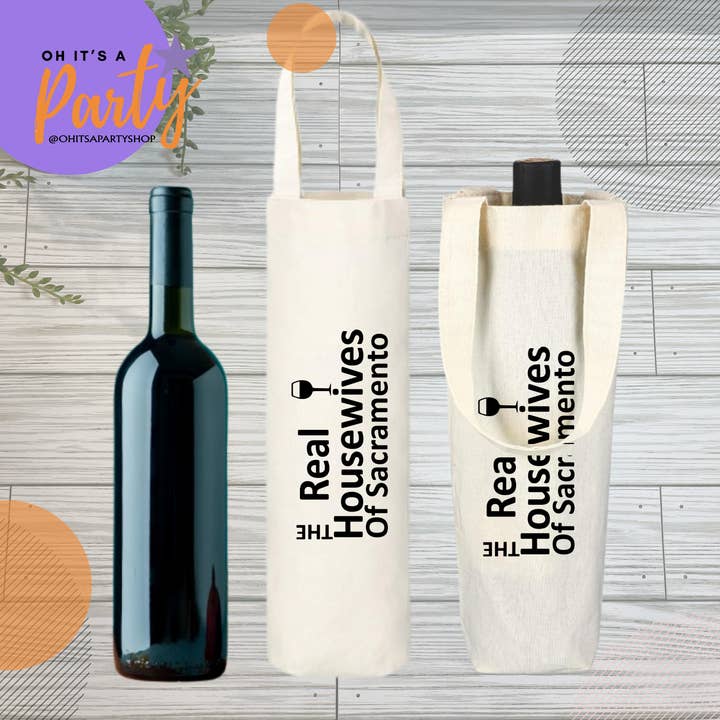Canva Wine Tote - The Real Housewives wine bag for wholesale by Oh It's A Party