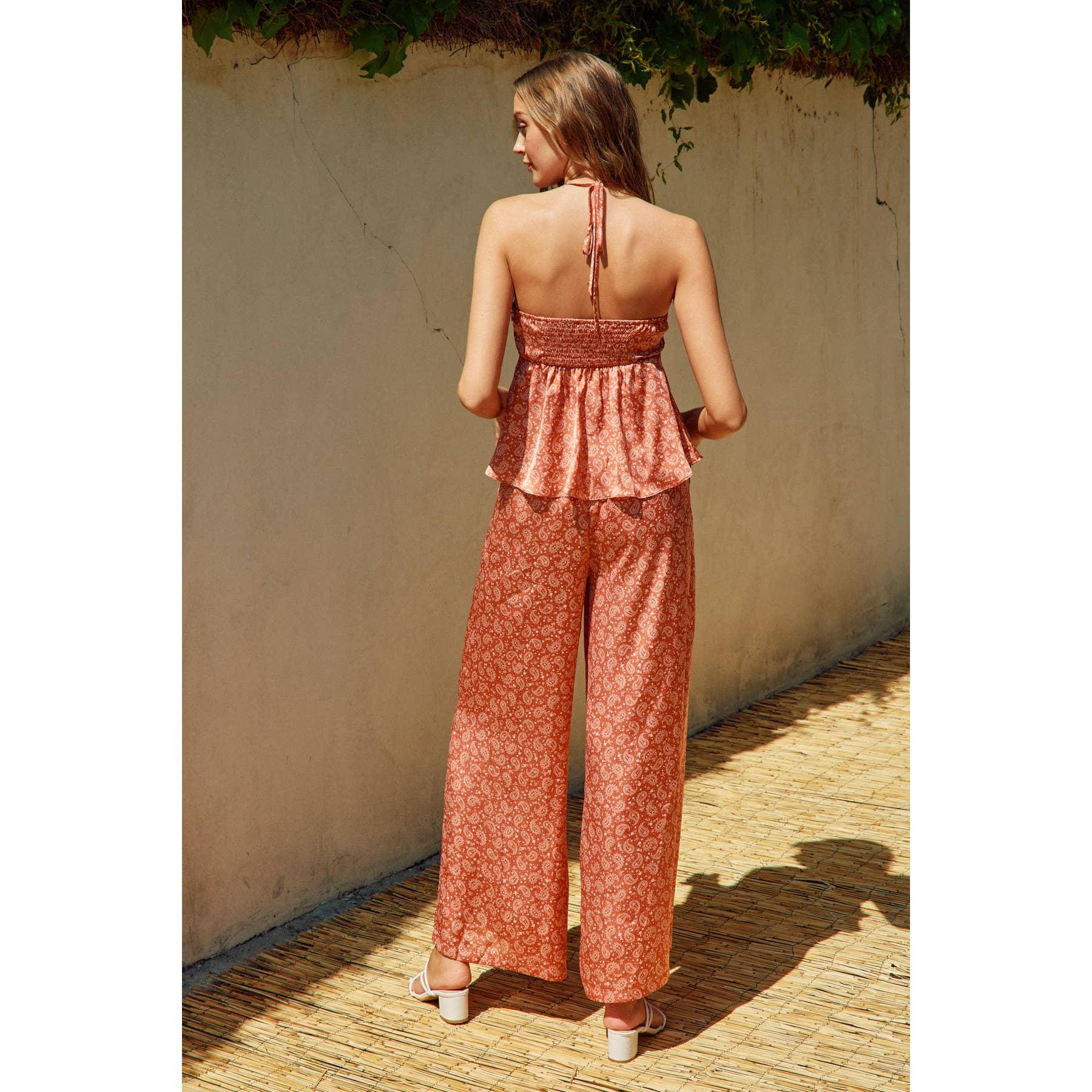 ORANGE PAPAYE Pantalon à jambes larges Bright Moments à enfiler (1) en vente sur Faire2