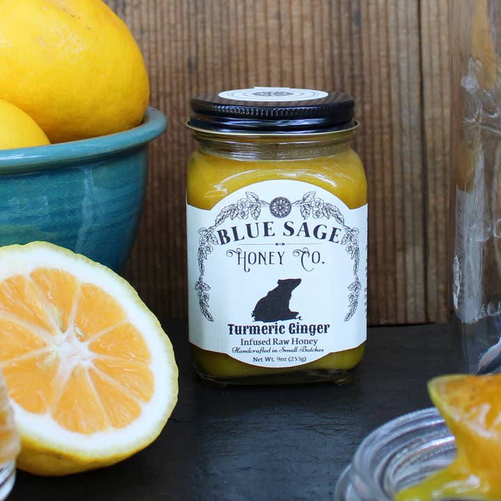 Blue Sage Honey Co. - Venta al por mayor Miel - Miel Cruda Infusionada con Cúrcuma y Jengibre Real Cúrcuma y Jengibre1
