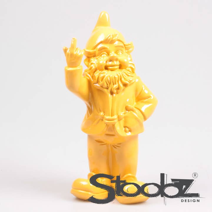 Imhof & Stevens BV - Wholesale Garden Gnome - STOOBZ DESIGN LEPRECHAUN F*CK YOU (MIDDLE FINGER) 16X12X32 CM
