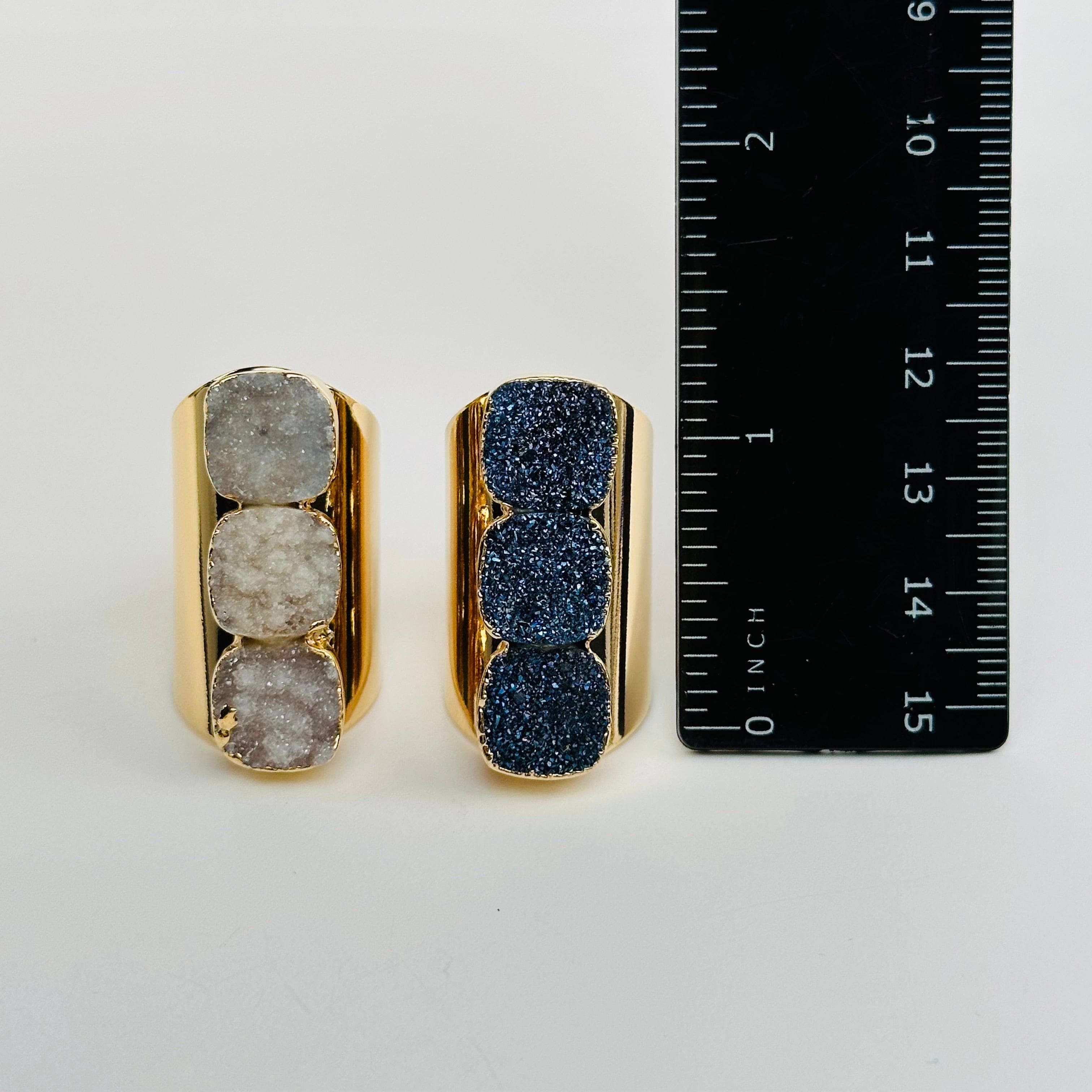 Rock Paradise – wholesale Cocktail/statement ring – Titanium Druzy Crystal Adjustable Ring2