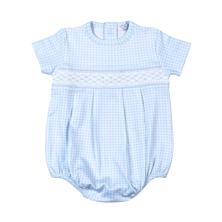 BGG-130 Burbuja clásica de vichy azul Pima con nido de abeja hecho a mano para venta al por mayor de Baby Loren