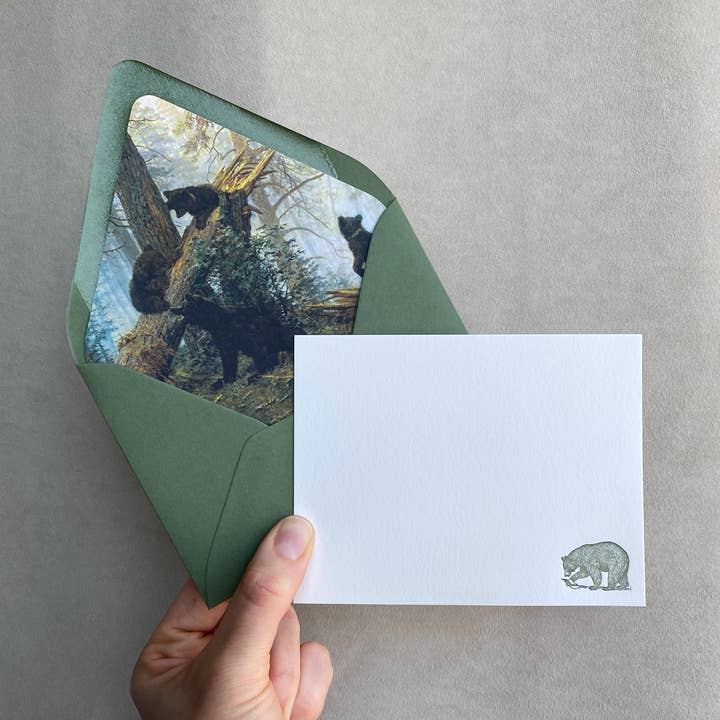 Black Bears Letterpress Stationery Pack for wholesale by The Happy Envelope