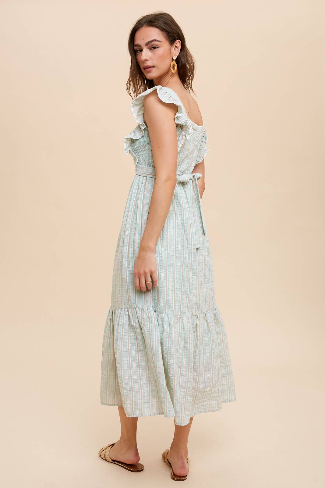 In Loom - Vente Robe – femme - Robe midi à bretelles rayée en coton2