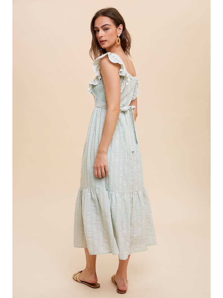 In Loom - Vente Robe – femme - Robe midi à bretelles rayée en coton2