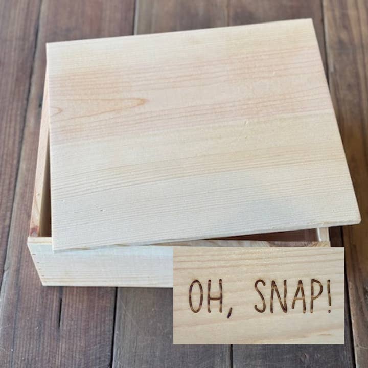 The Woodland Wood Box "OH, SNAP" for wholesale by Mill 54