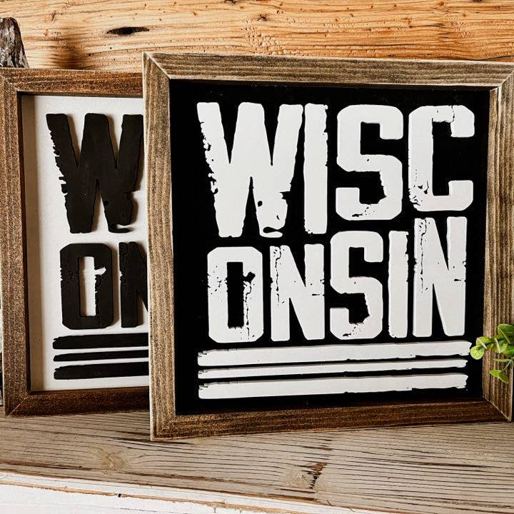 Segno del Wisconsin | Arte del Wisconsin | Decorazioni per la casa del Wisconsin | Wisc per la vendita all'ingrosso da parte di The Farmer's Wife