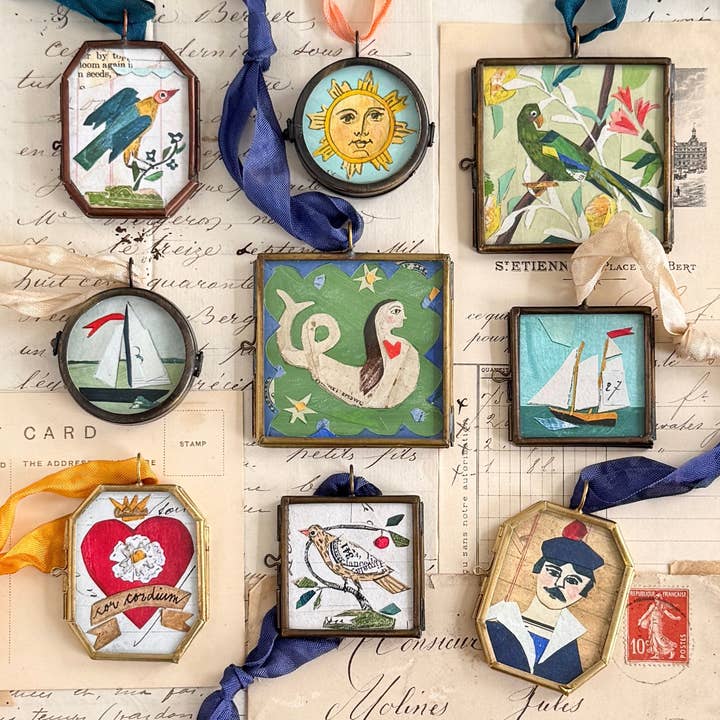 Maris Mirum - Wholesale Ornament - Sail No. 8 ~ Art Locket Ornament Nautical Boat Handmade 2