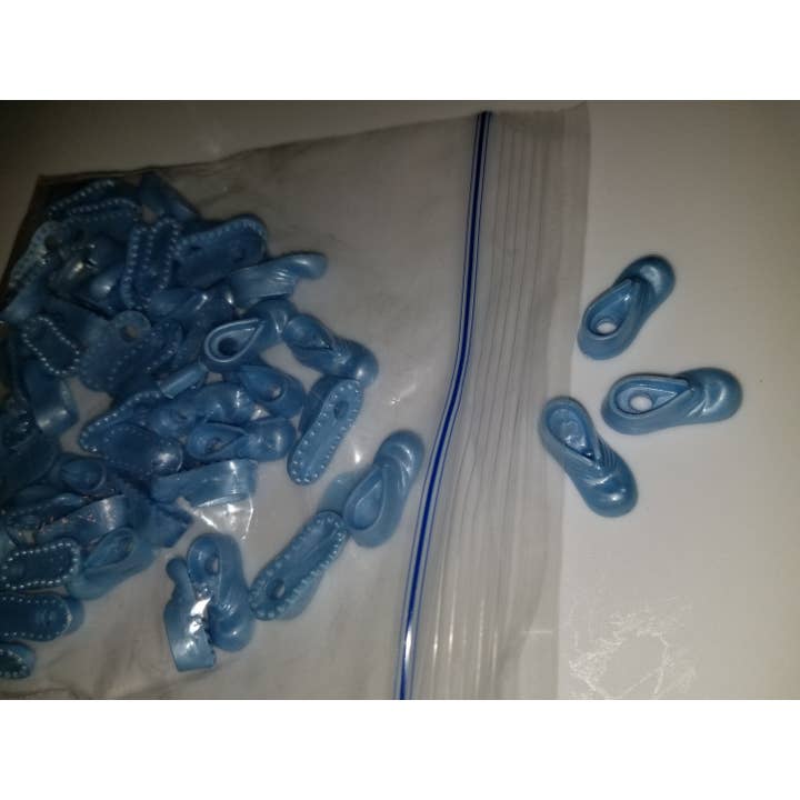 Charms - Plastic Baby Bootie Charms - Blue - Pack Of 50 for wholesale by Party Bibs