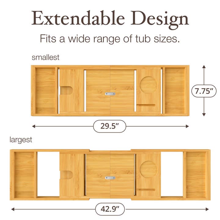Bambusi - Wholesale Bath Caddy - Luxury Bamboo Bathtub Tray Caddy - Foldable & Expandable