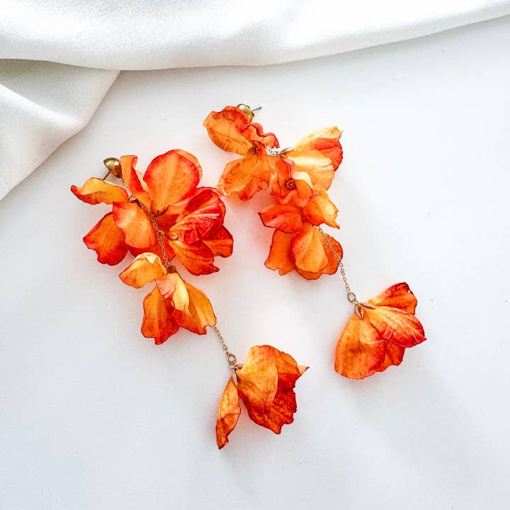 Nicholls Jewellery – wholesale Dangle earrings – Phoenix Flame Orange Flower Earrings2