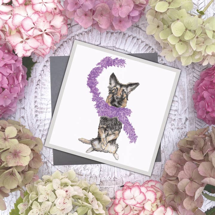 Feather Boa Blank dog card for wholesale by Utterly Conkers