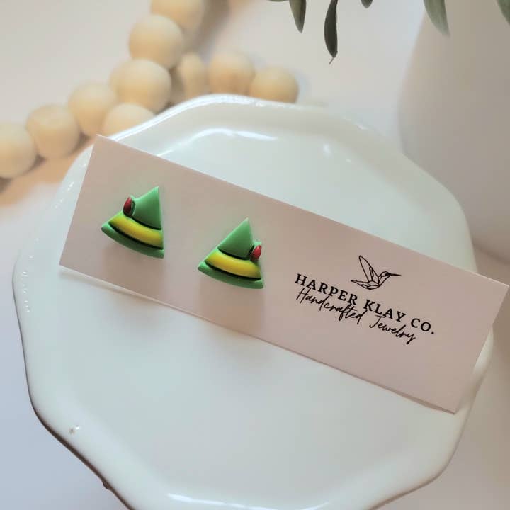 Harper Klay Co - Wholesale Stud/Post Earrings - The Elf Studs- Christmas Polymer Clay Earrings