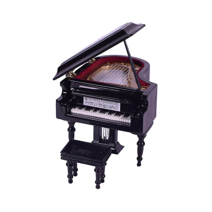 giftland - Wholesale Decorative Tabletop Object - Wooden Black Grand Piano Miniature 10cm