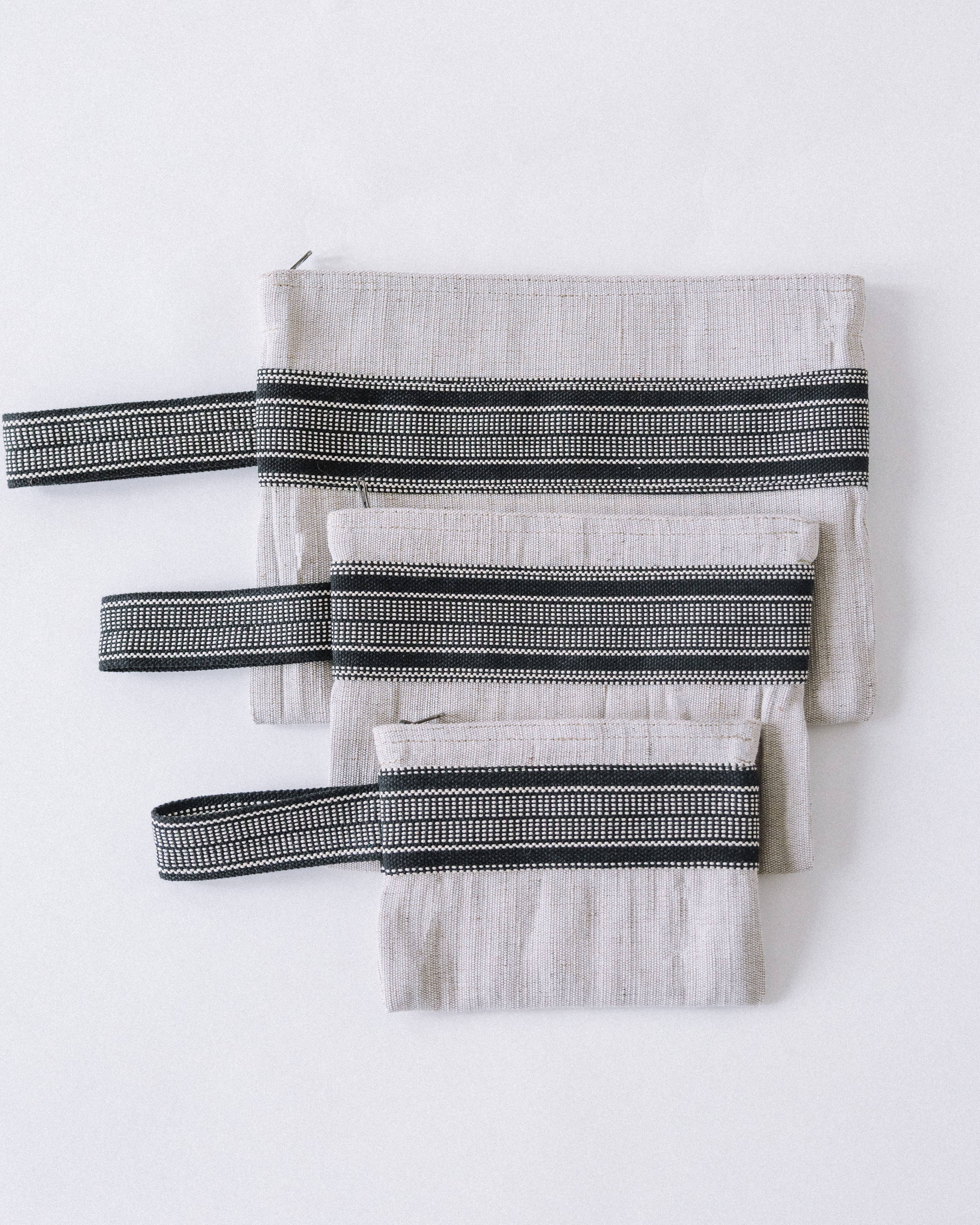 Will & Atlas - Wholesale Wristlet - Wristlet Clutch Bag, jute / Belleville Pouch Black, 3 sizes0