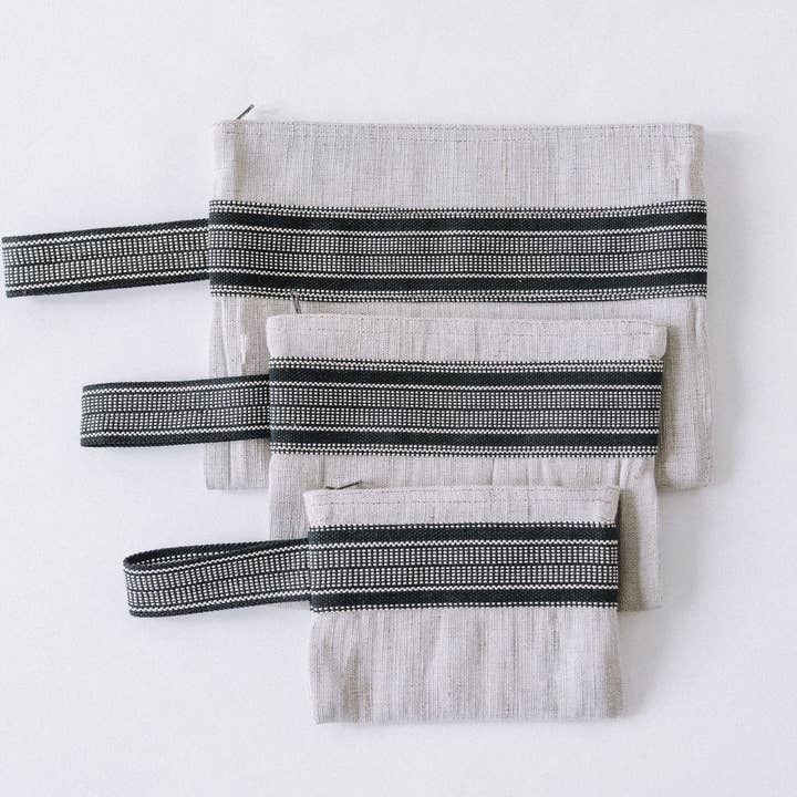 Will & Atlas - Vendita all'ingrosso Braccialetti - Borsetta da polso, juta / Pochette Belleville Nera, 3 misure0