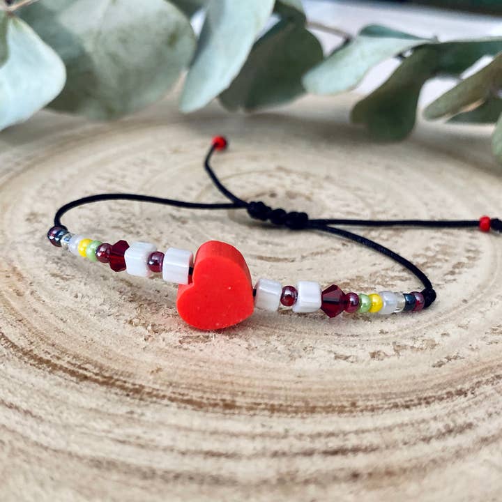 Kinderarmband rotes Herz Swarovski-Kristallperlen für den Großhandel von Atypiquement