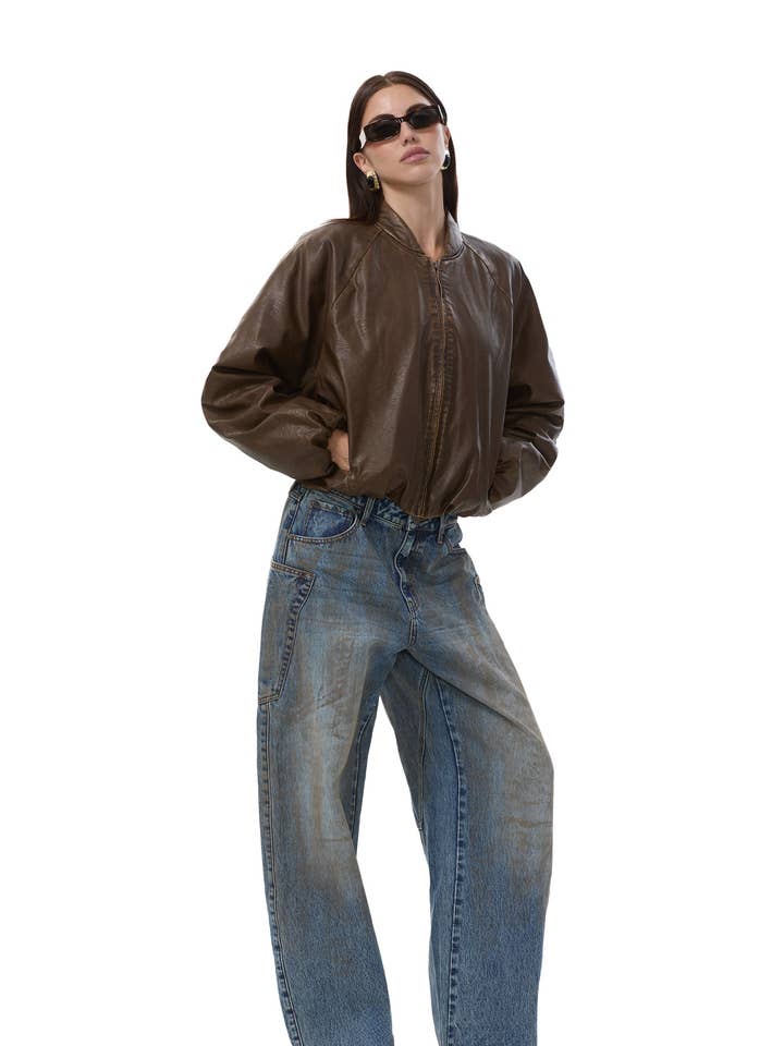 Billie Bomber Jacket - Washed Brown for wholesale by AFRM