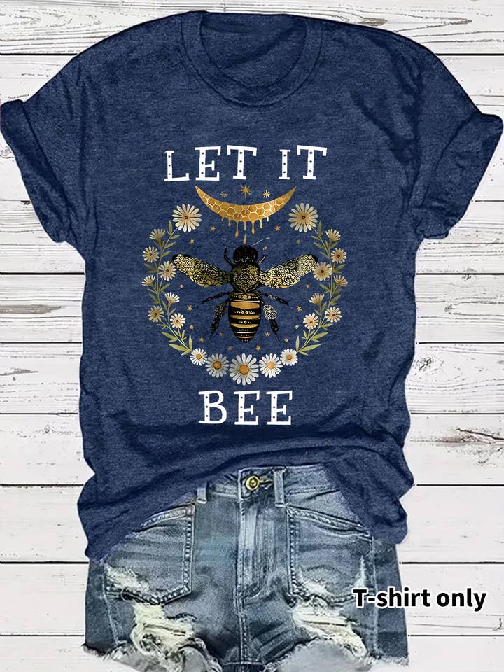 Rosa Clothing - Wholesale T-Shirt - Women's - LET IT BEE & Floral Wreath Graphic T-Shirt1