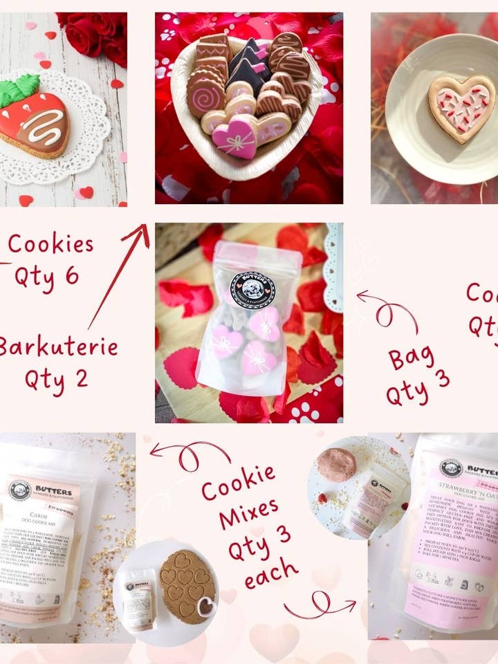 Valentine's Day Dog Treat and Cookie Mix - Bundle #2 for wholesale by Butters Barkery & Pawtisserie