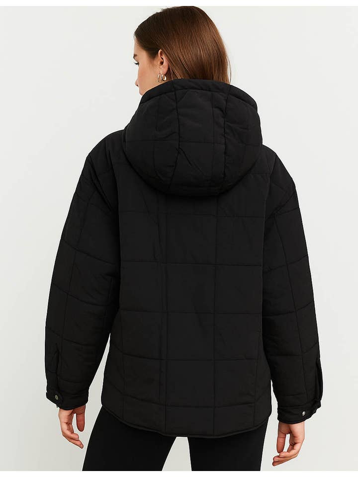 Sweetkama - Wholesale Puffer Jacket - Women's - Ladies Button Pullover Hooded Padded Puff Jacket SKT475533