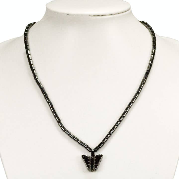 EHAWA - Wholesale Pendant/Charm Necklace - Hematite necklace butterfly0
