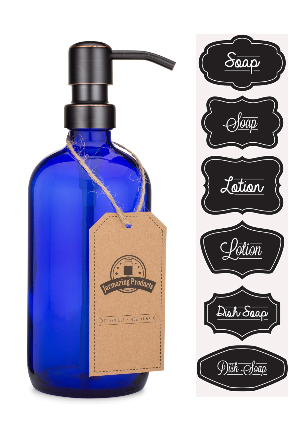 Jarmazing Products - Wholesale Soap Dispenser - Cobalt Glass 16oz Bottle Soap and Lotion Dispenser4