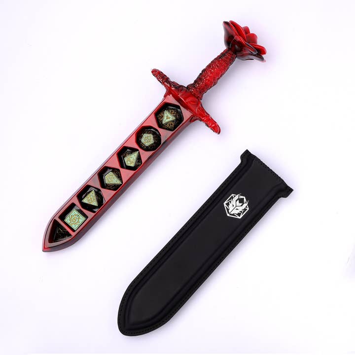 Étui à dés en résine Rose Dagger HY00568 - Rouge pour la vente par Hymgho Premium Dice
