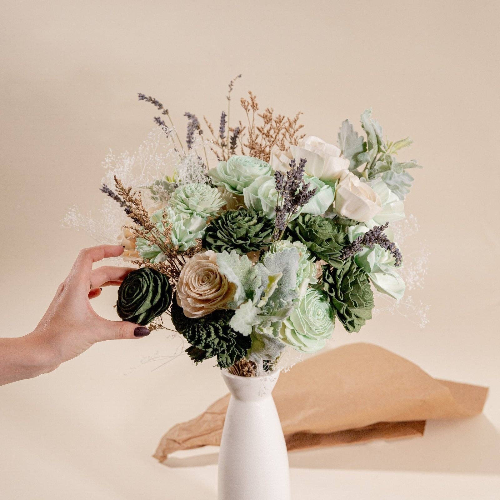 Sola Wood Flowers - Wholesale Artificial Flowers - Sage Meadows Loose Flower Finished Bouquet2