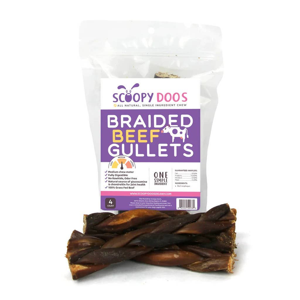 Scoopy Doos - Wholesale Pet Treats - Dog - Beef Gullet Braid - 4 Pack UPDATE0