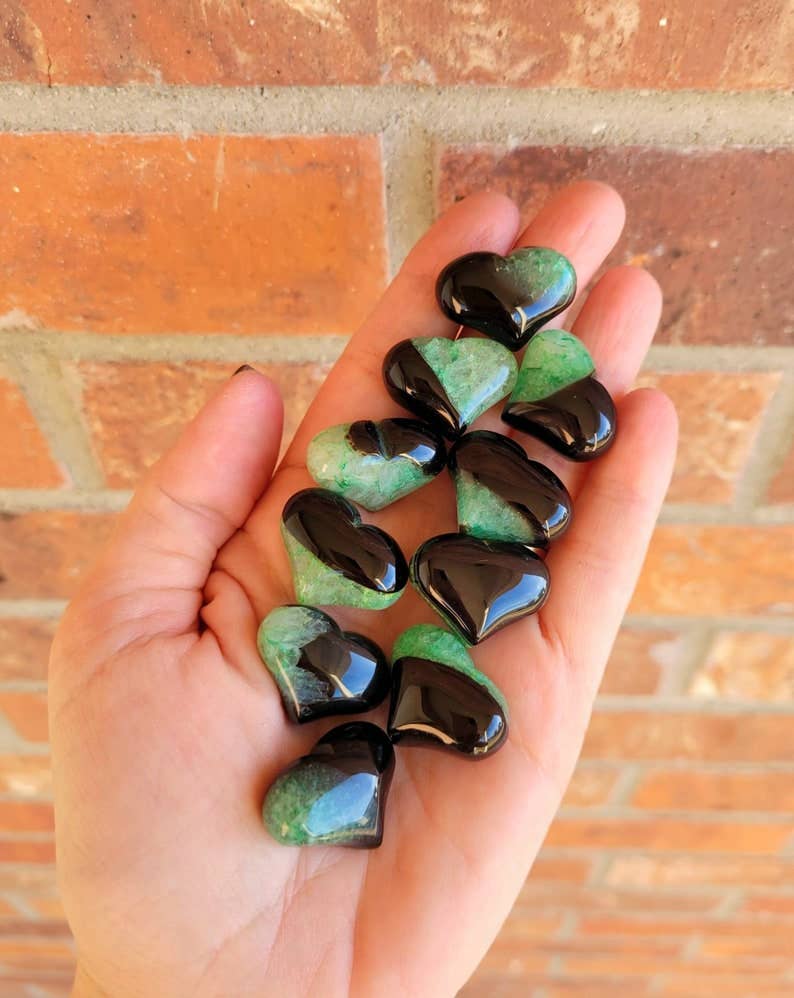 ZARDENIA – Engroshandel Spirituelle sten og krystaller – Grøn Druzy Agate Hjerte Stone0