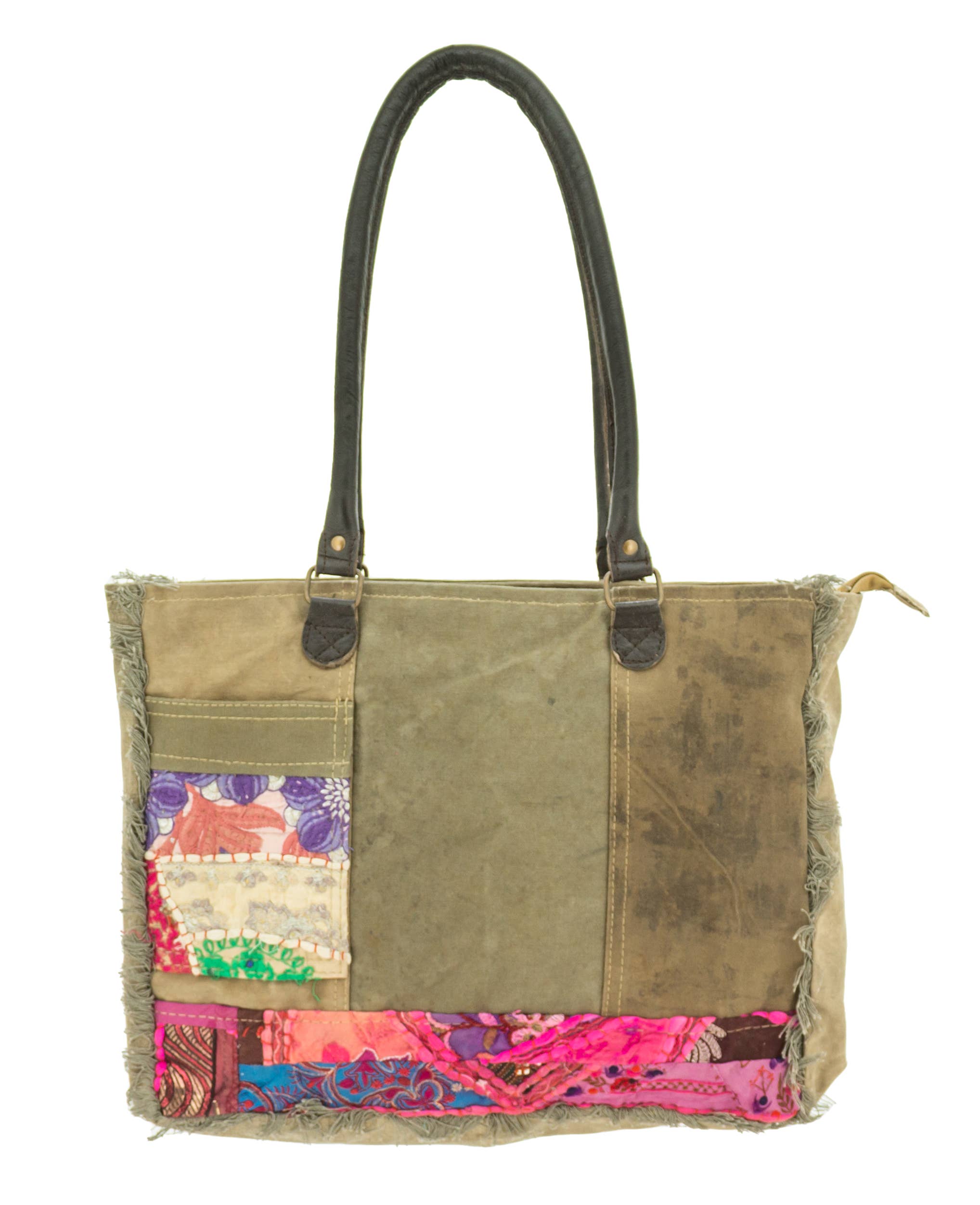 Vintage Addiction - Wholesale Tote Bag - Women's - Recycled Tent Tote with Vintage Textiles (Zipper Top)3