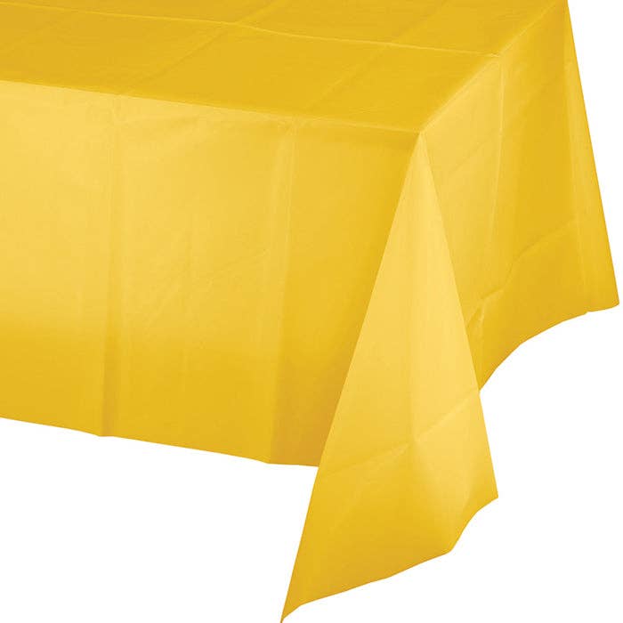 Bulk Party Decor - Wholesale Disposable Table Cover/Runner - School Bus Yellow Value Friendly Plastic Table Cover, 1/Pkg