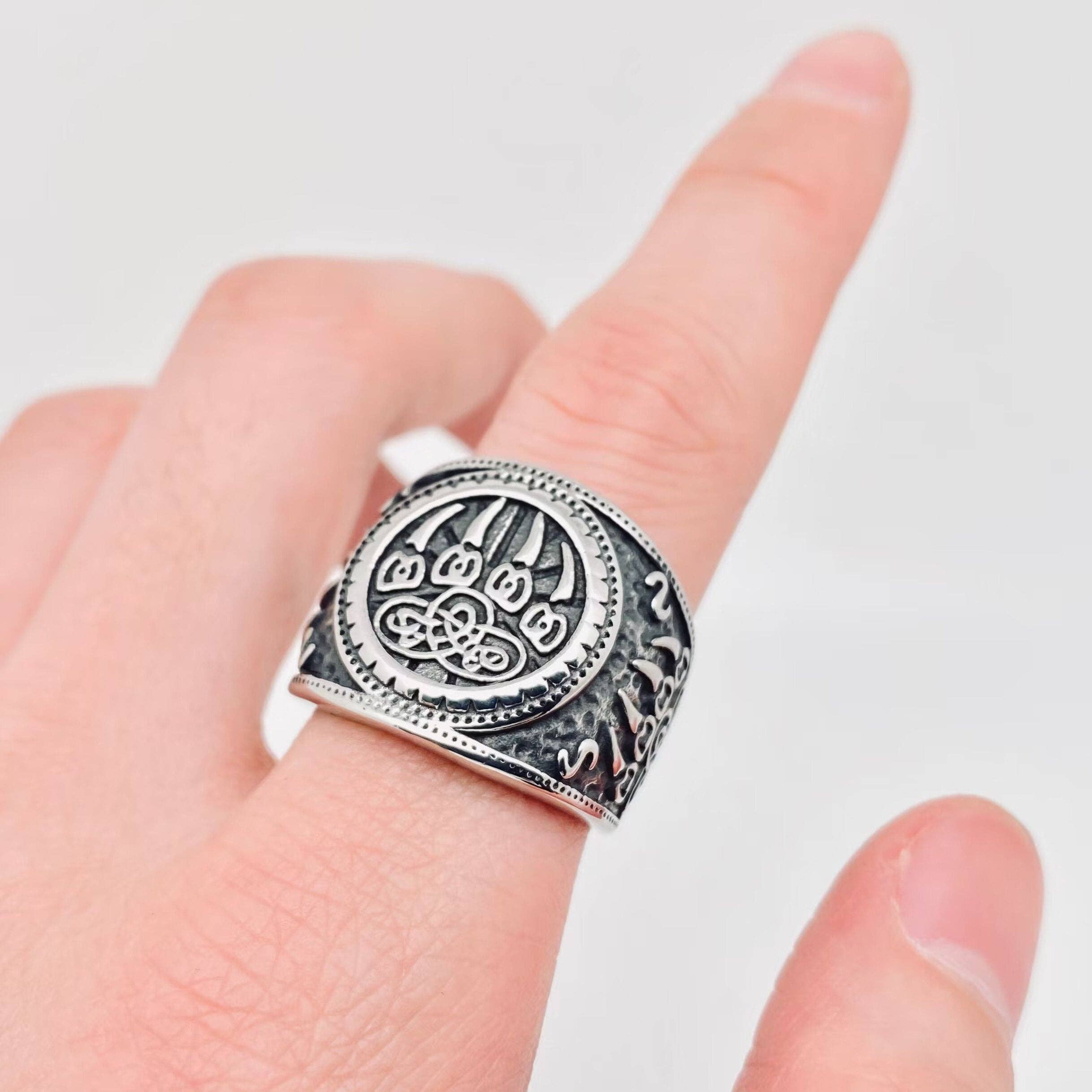 Mio Queena - Wholesale Signet Ring - Vintage Bear Claw Viking Warrior Stainless Steel Ring -MJ/MR1