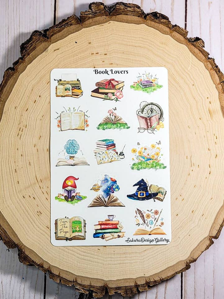 Book Lovers Sticker Sheet, Reading Stickers, Reading Lover for wholesale by Sakura Design Gallery